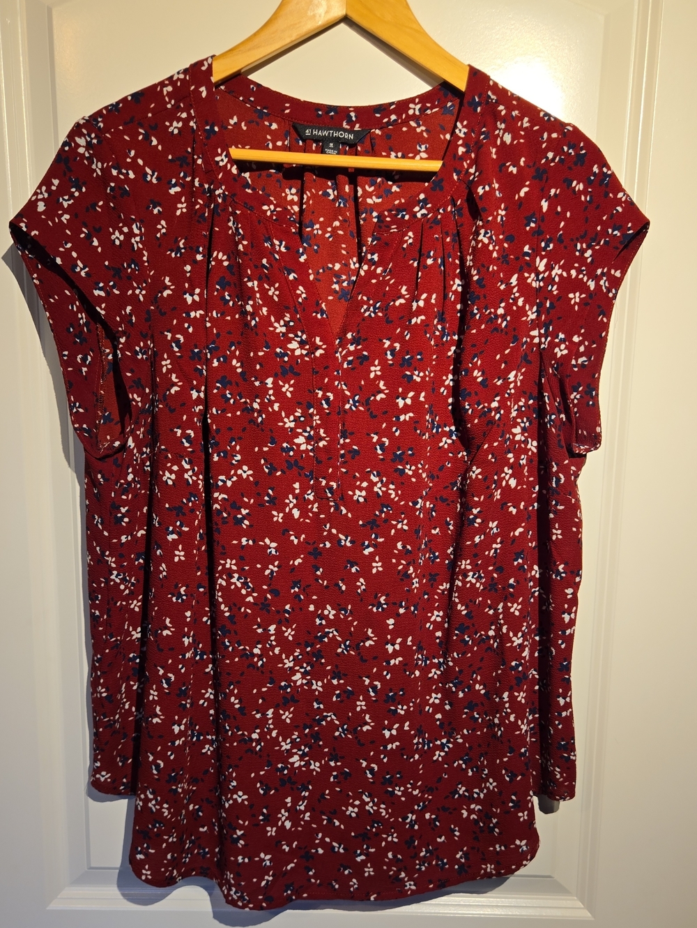 41 Hawthorn Red Floral Short-Sleeve Blouse